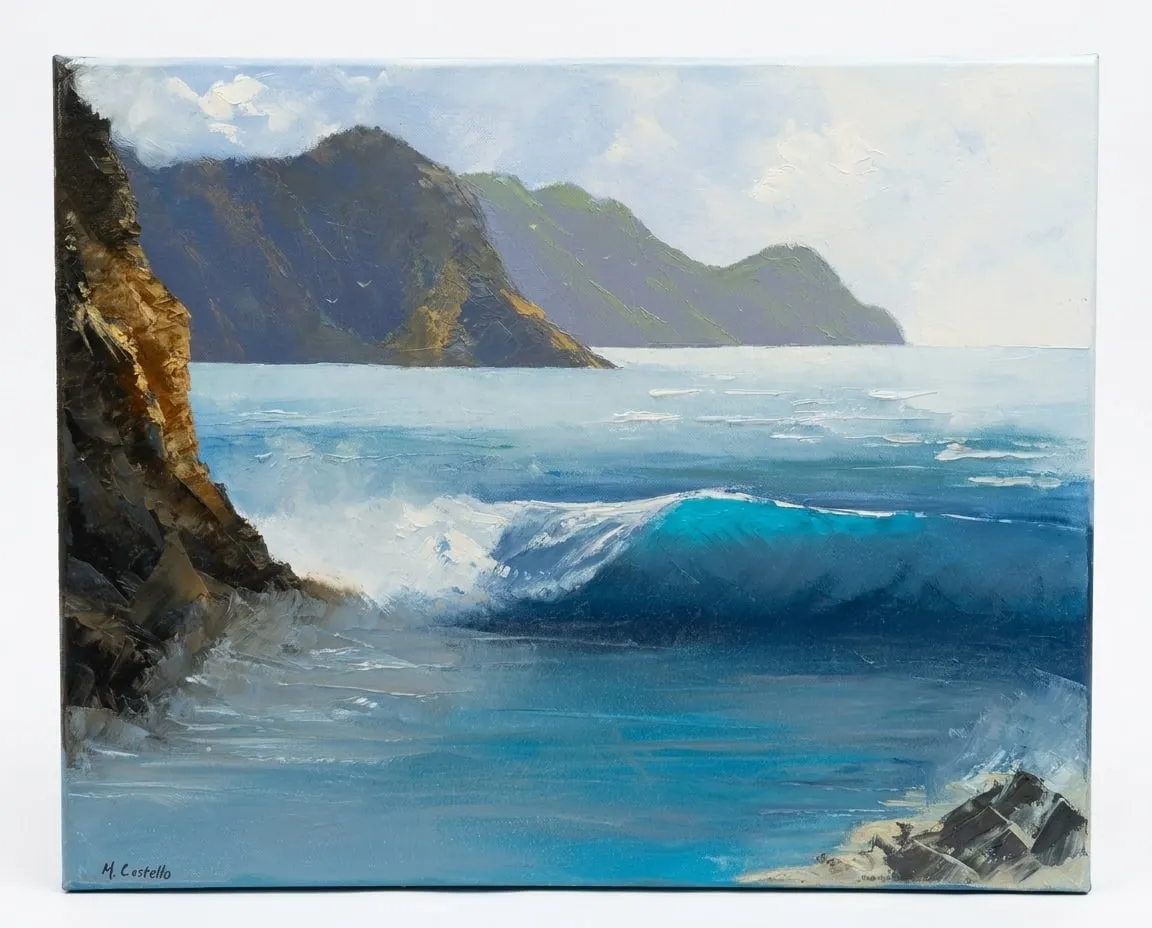 Windward Break, oil painting by MJ Costello