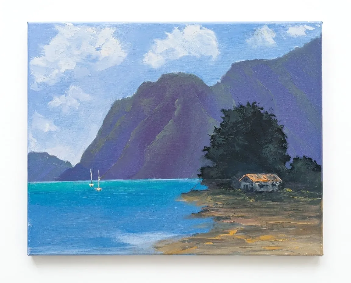 Quiet Anchorage, oil painting by MJ Costello