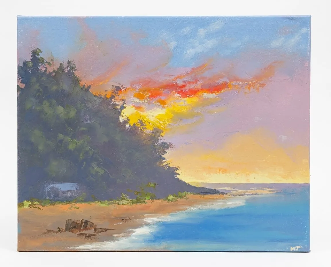 Sundown Shore, oil painting by MJ Costello