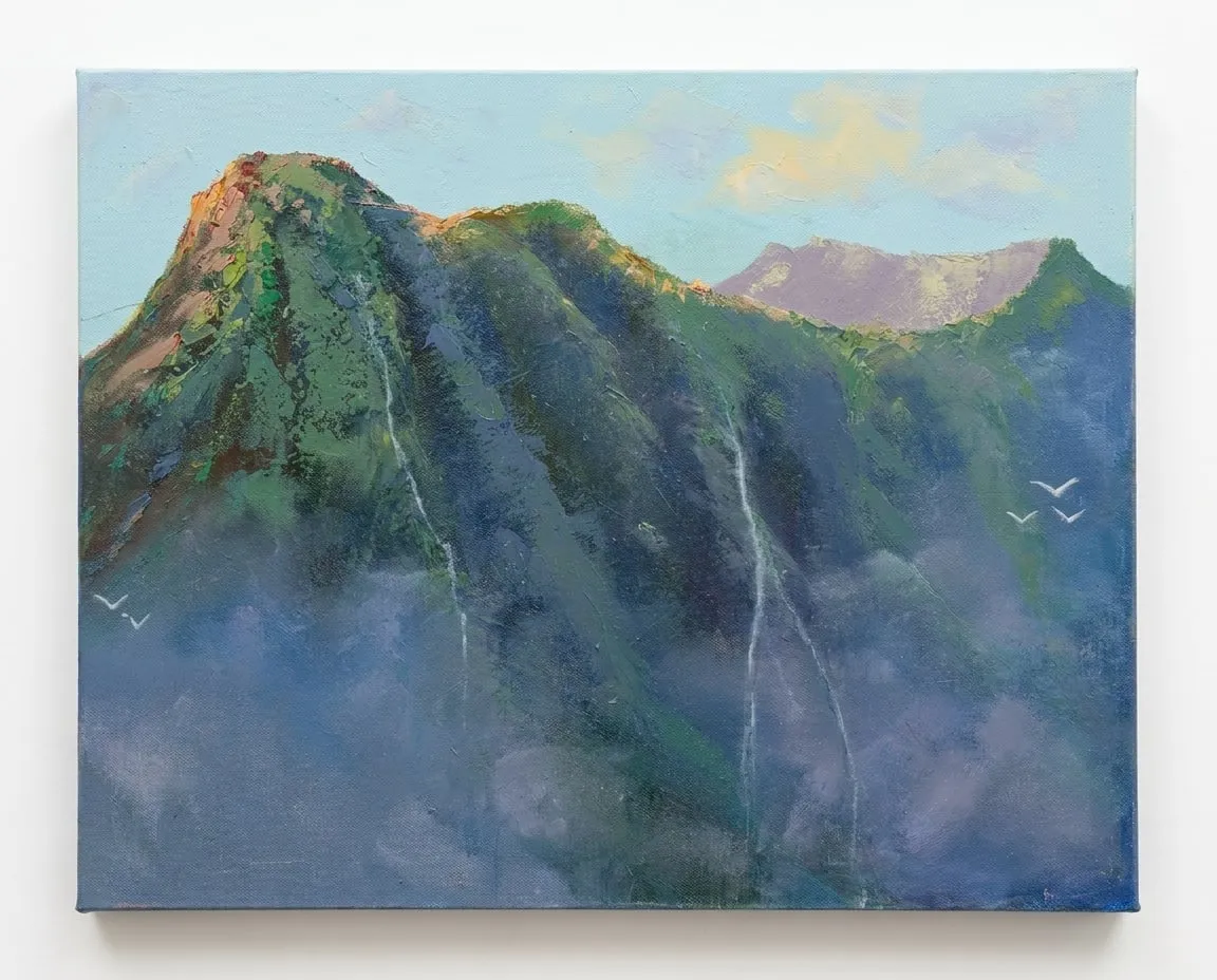 Twin Falls, oil painting by MJ Costello
