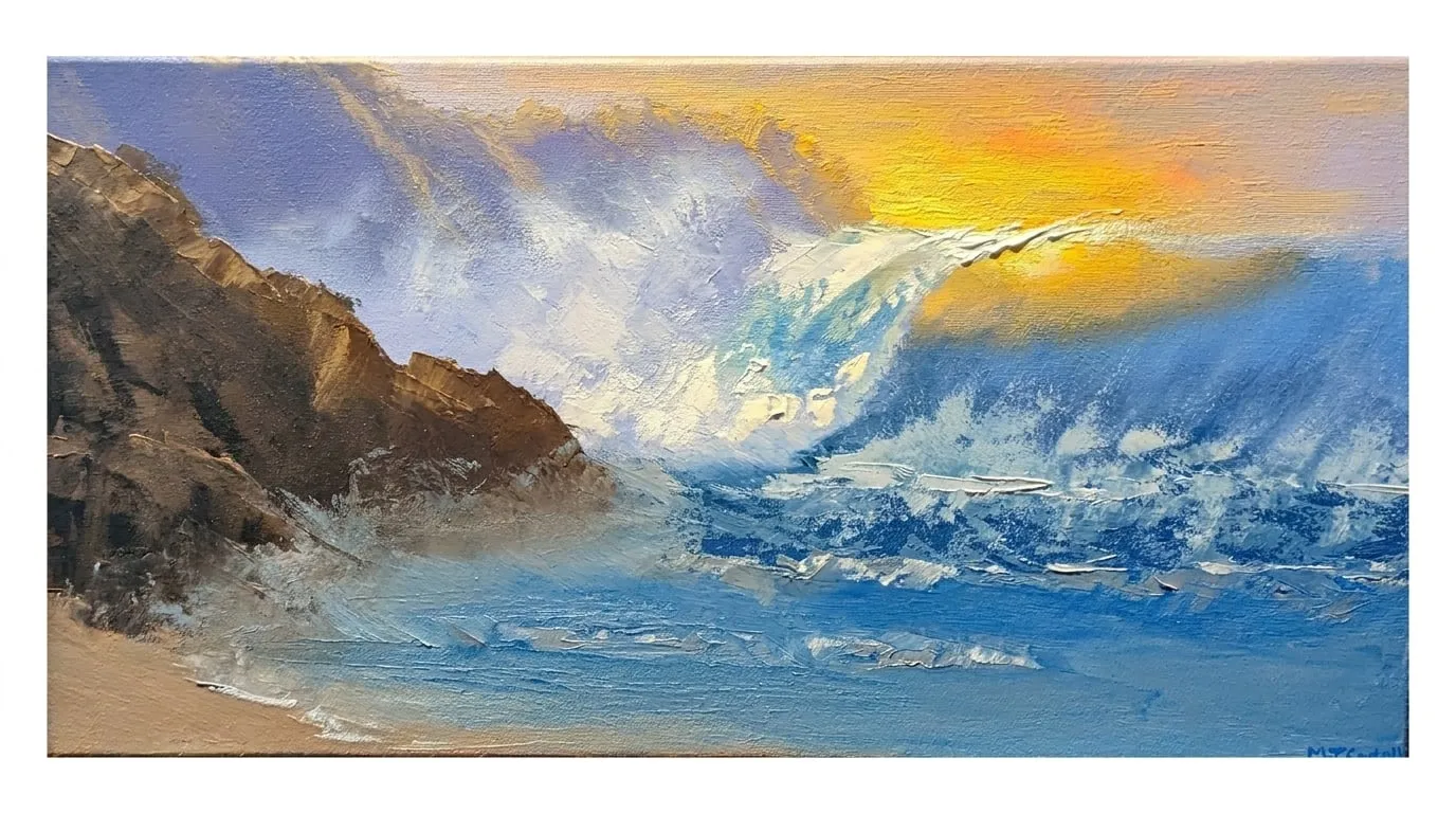 Sunlit Surf, oil painting by MJ Costello